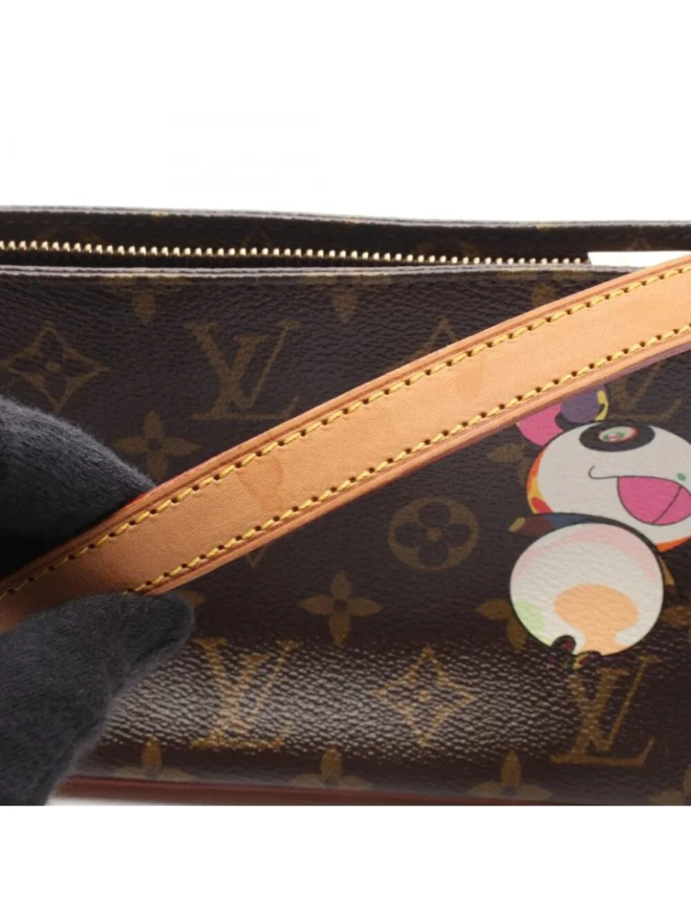 Louis Vuitton Shoulder Bag Trotor Canvas Leather LV Takashi Murakami